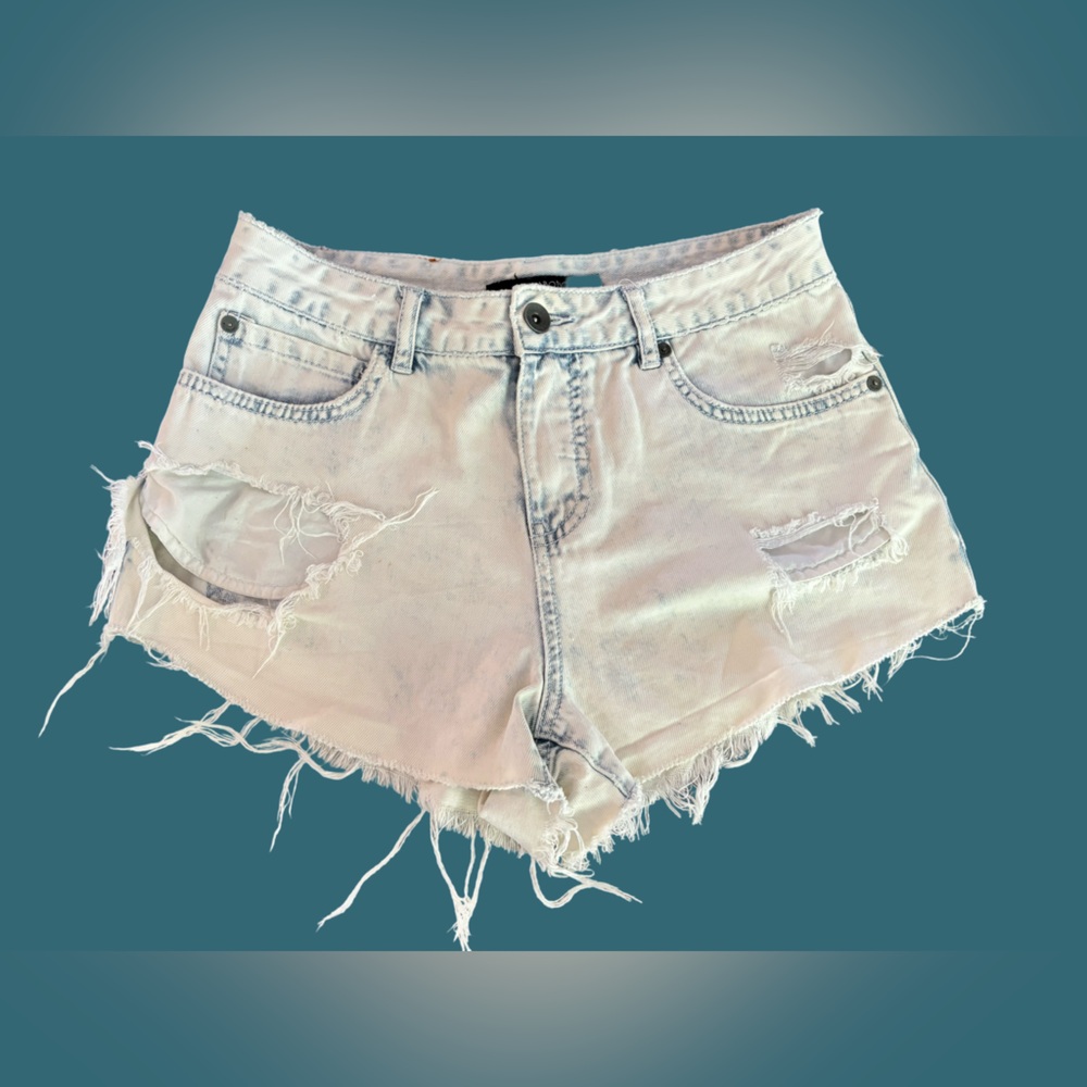Billabong Light Denim Frayed Shorts